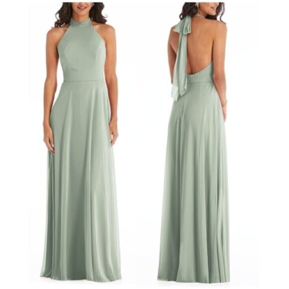 After Six High Neck Halter Backless Evening Gown Size 2 - Picture 1 of 11